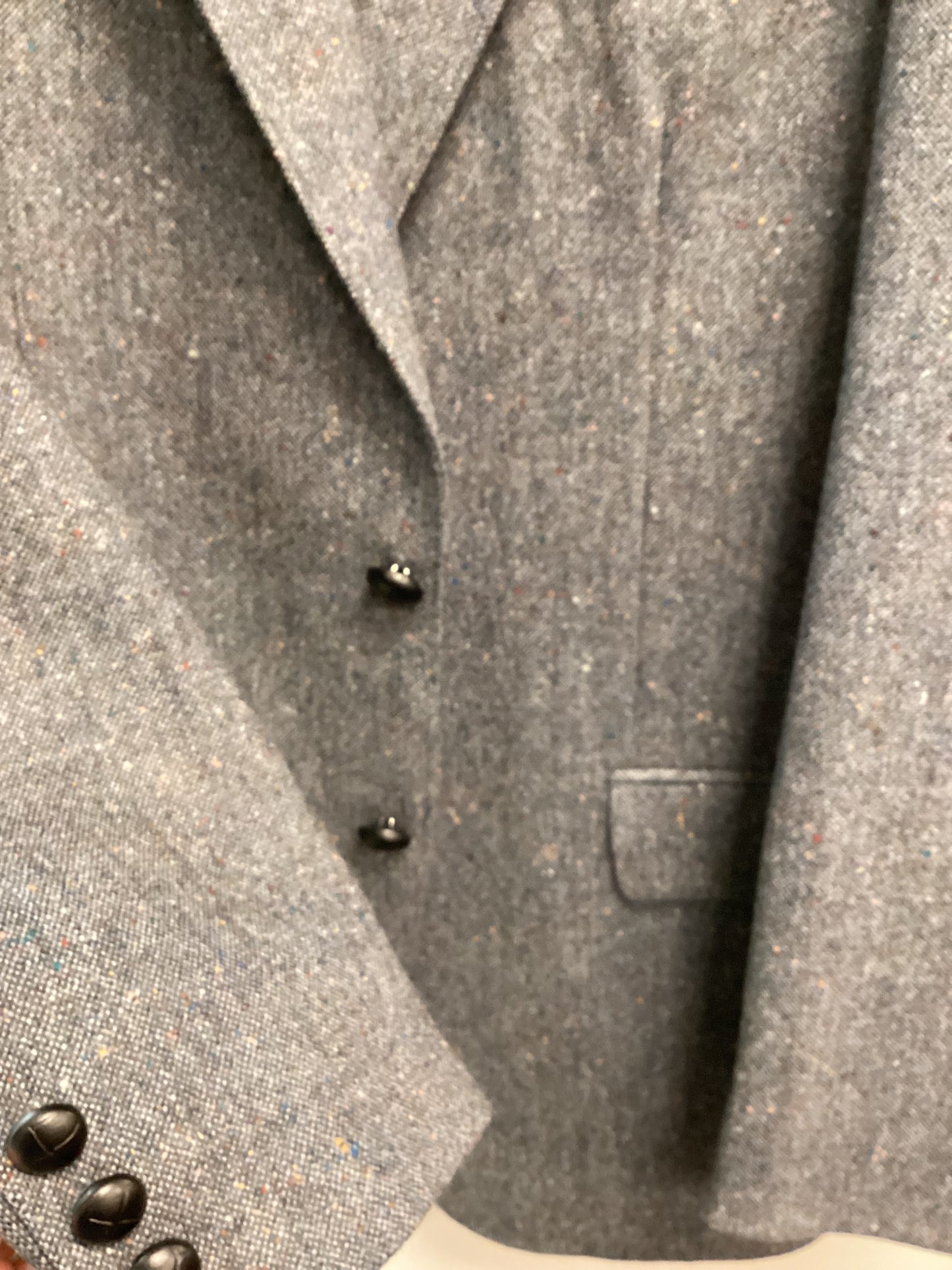 Men’s Donegal Tweed Jacket Blue with colourful flakes - Size 40