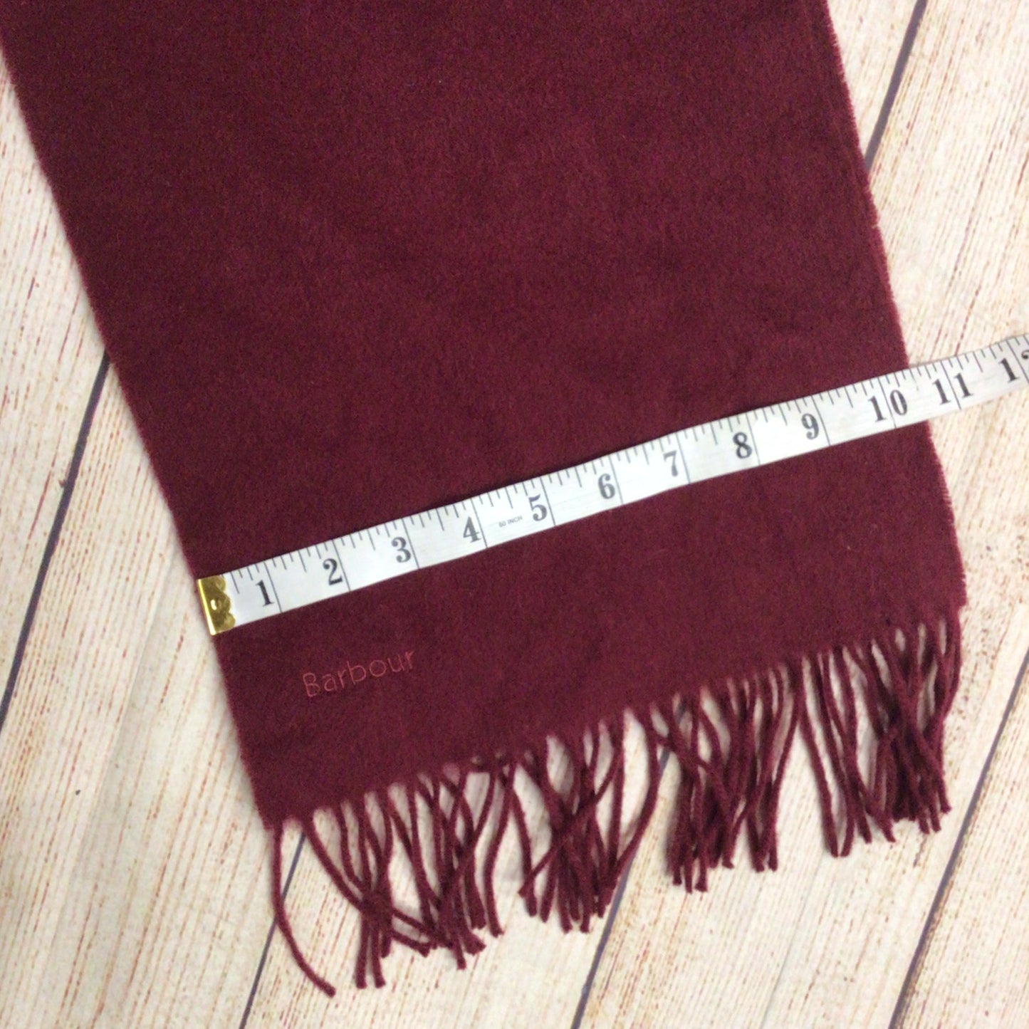 Barbour Burgundy Red Fringed Scarf (no labels)