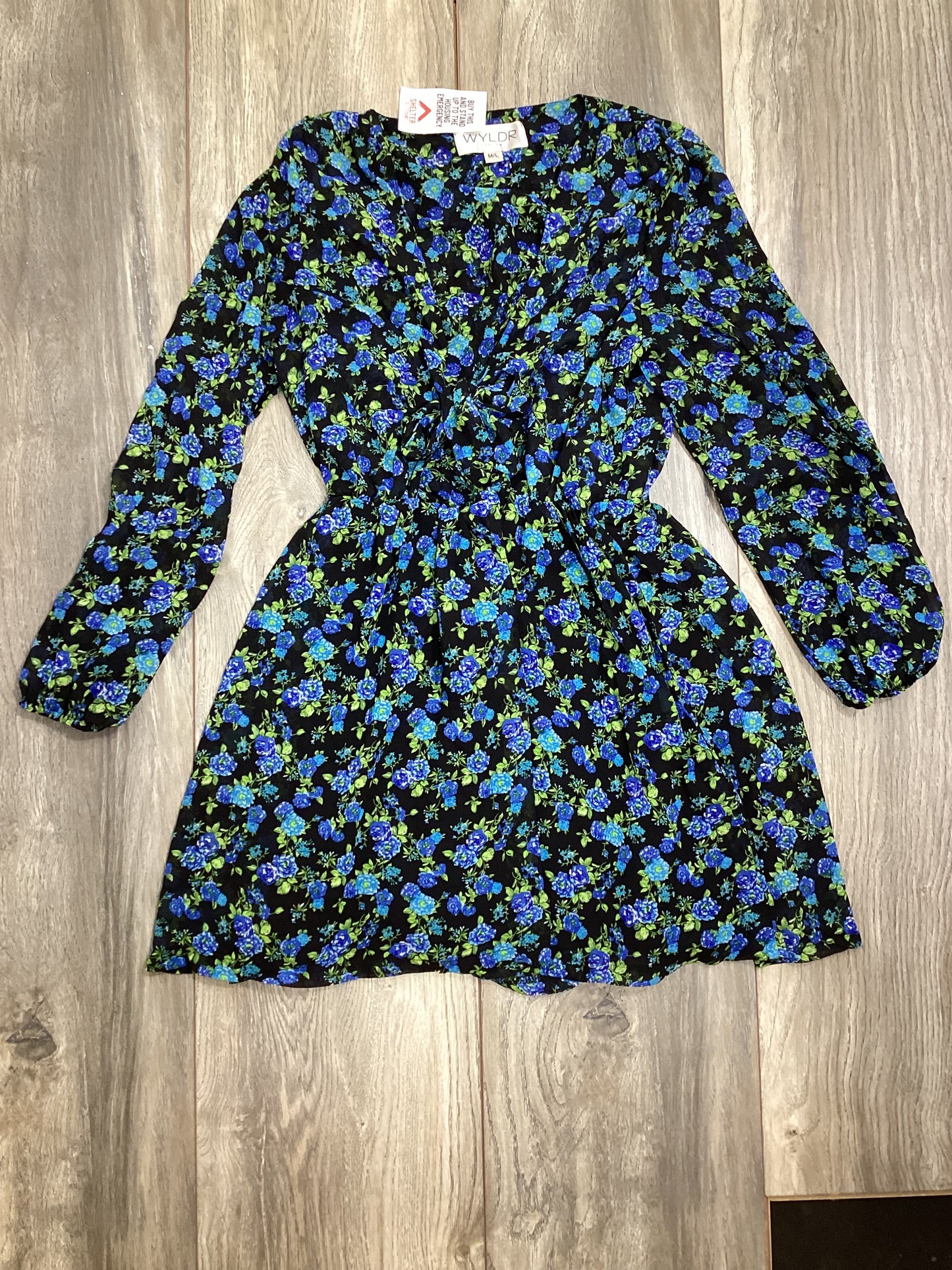 Wylder London Navy w/ Blue Floral Design Dress Size M/L