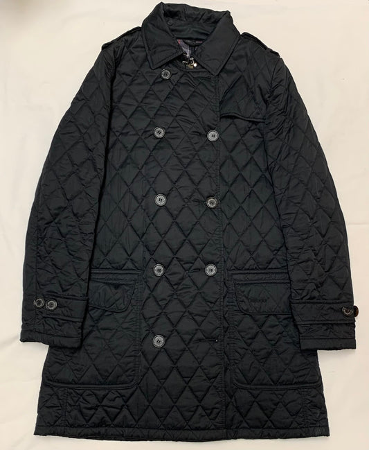 Barbour Black Valerie Trench Quilt Coat Size UK 12