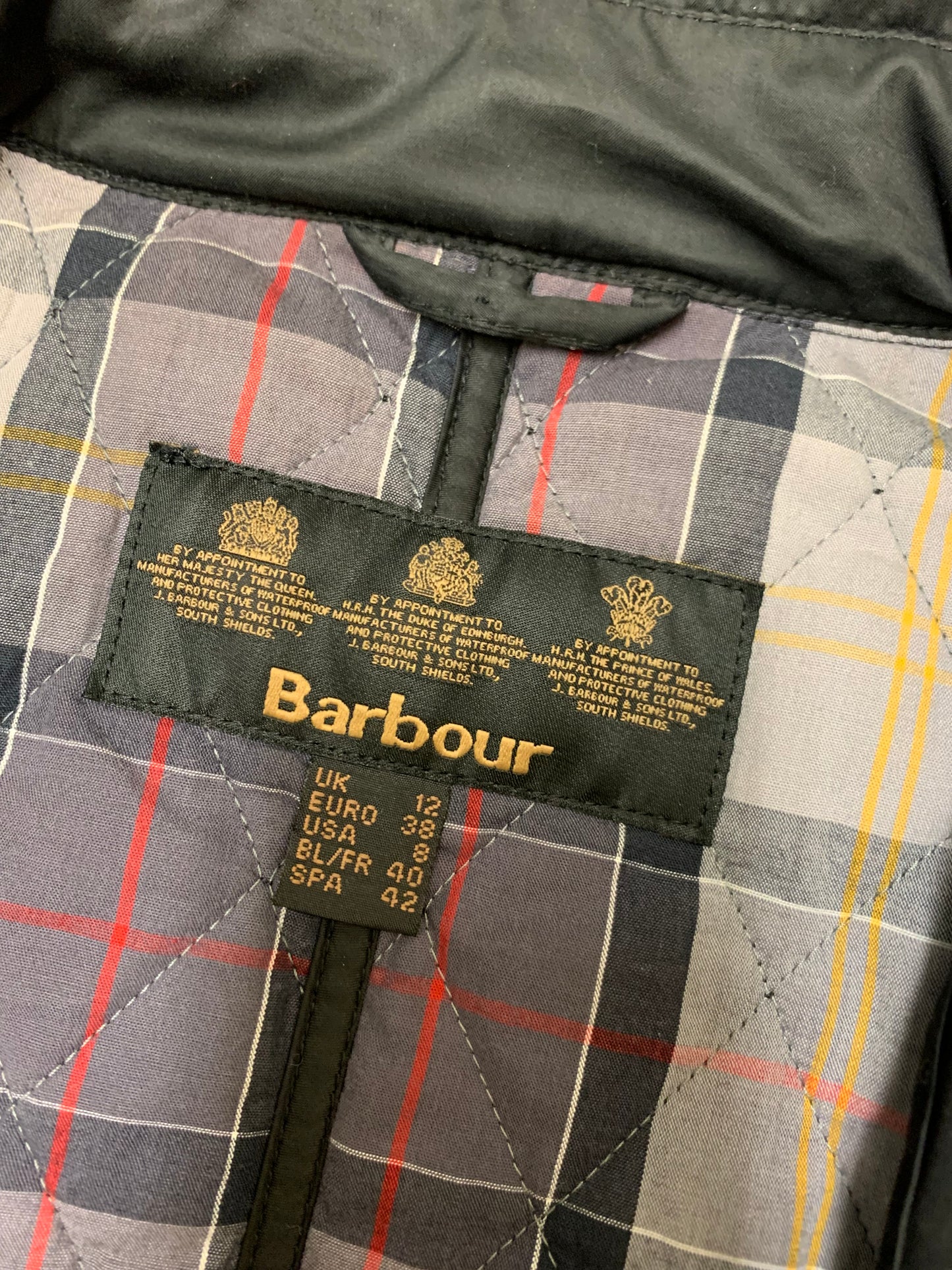Barbour Black Valerie Trench Quilt Coat Size UK 12