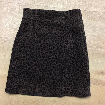 & Other Stories Dark Brown Leopard Print Corduroy Mini Skirt Size XS