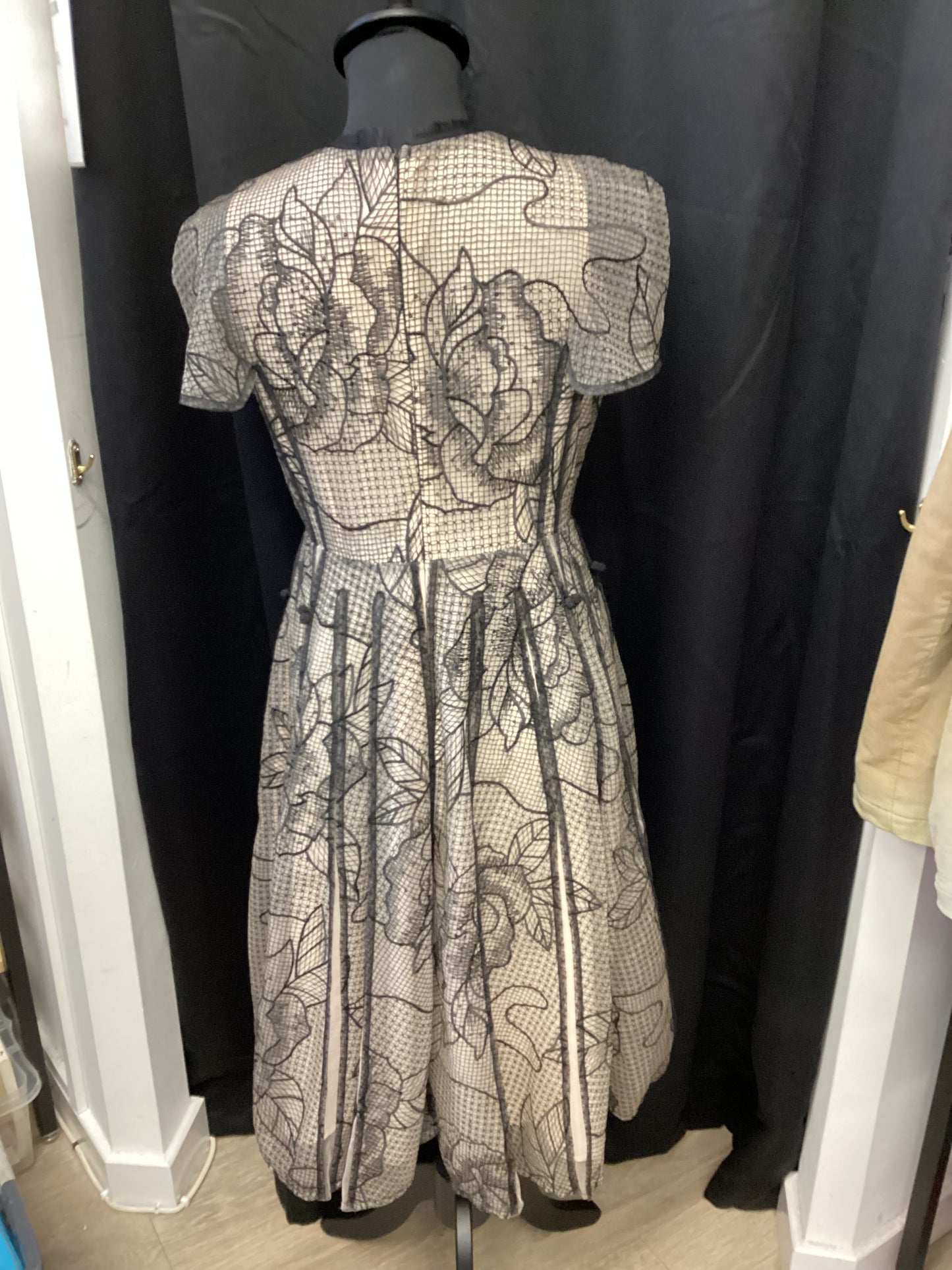 Bella Barnett lace over nude midi dress size small
