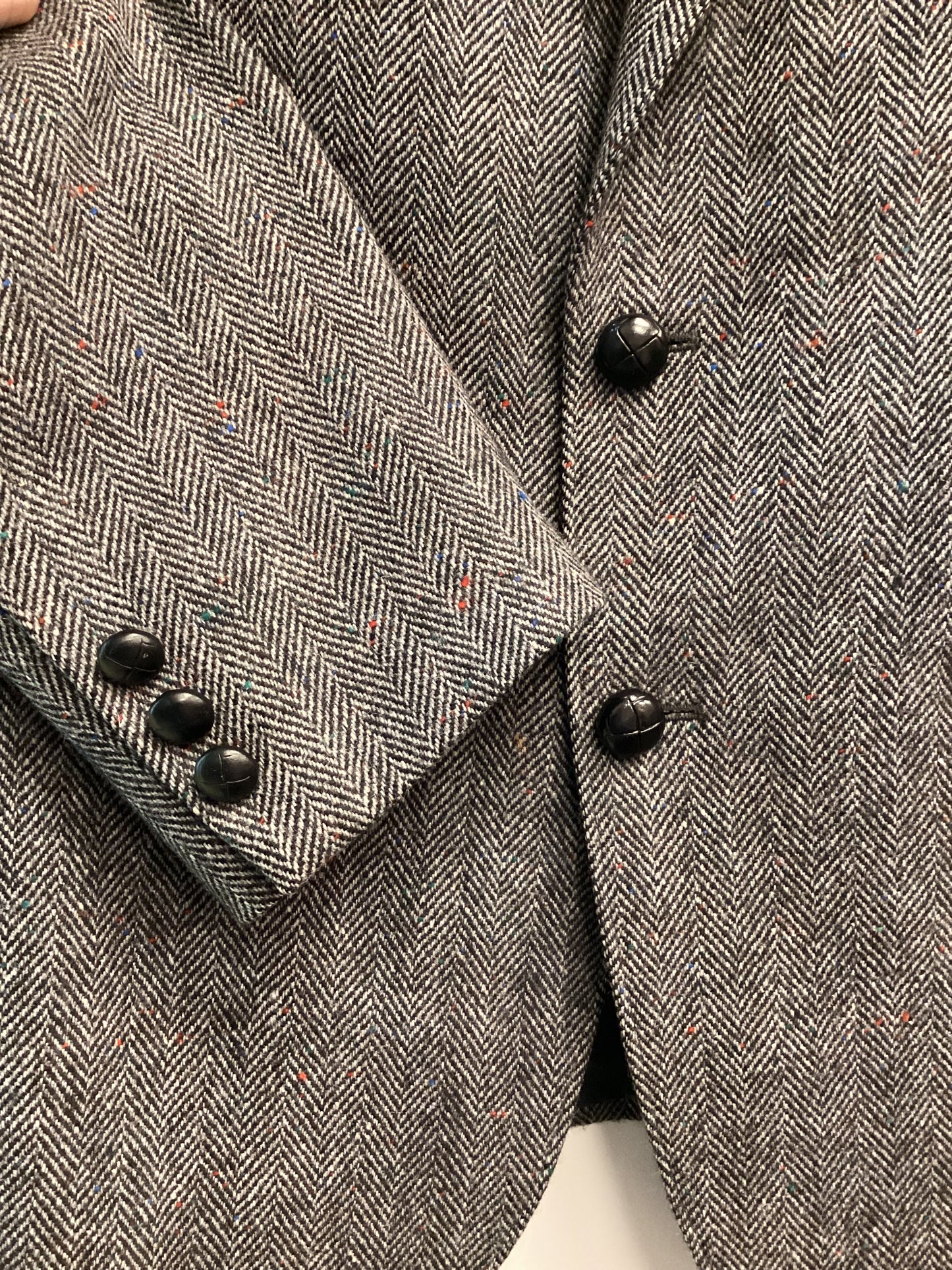 Men’s Donegal Tweed Jacket, Grey with Red Flakes - Size 40
