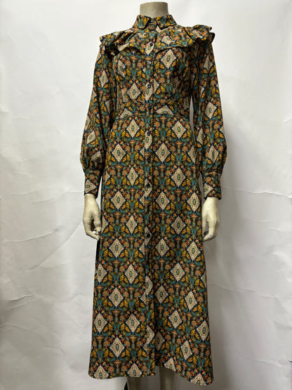 Topshop Multicolour Paisley Long Sleeve Dress 8