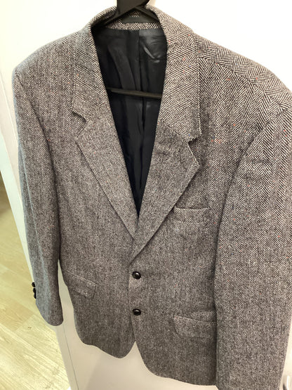 Men’s Donegal Tweed Jacket, Grey with Red Flakes - Size 40