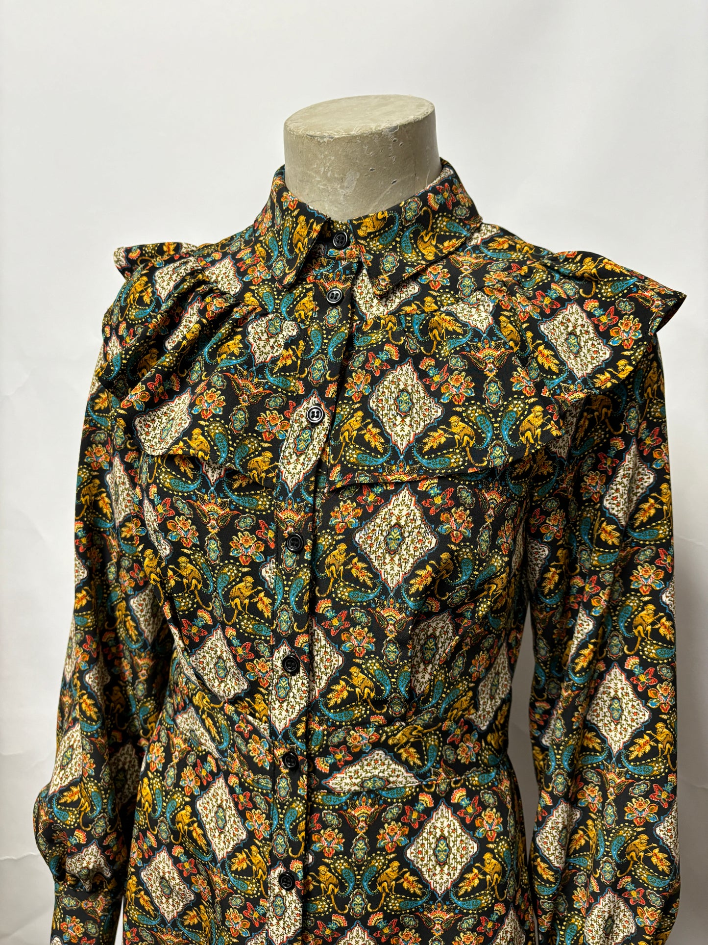 Topshop Multicolour Paisley Long Sleeve Dress 8