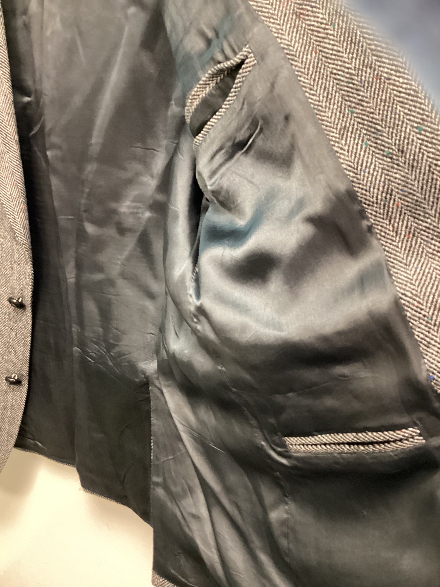 Men’s Donegal Tweed Jacket, Grey with Red Flakes - Size 40