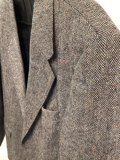 Men’s Donegal Tweed Jacket, Grey with Red Flakes - Size 40