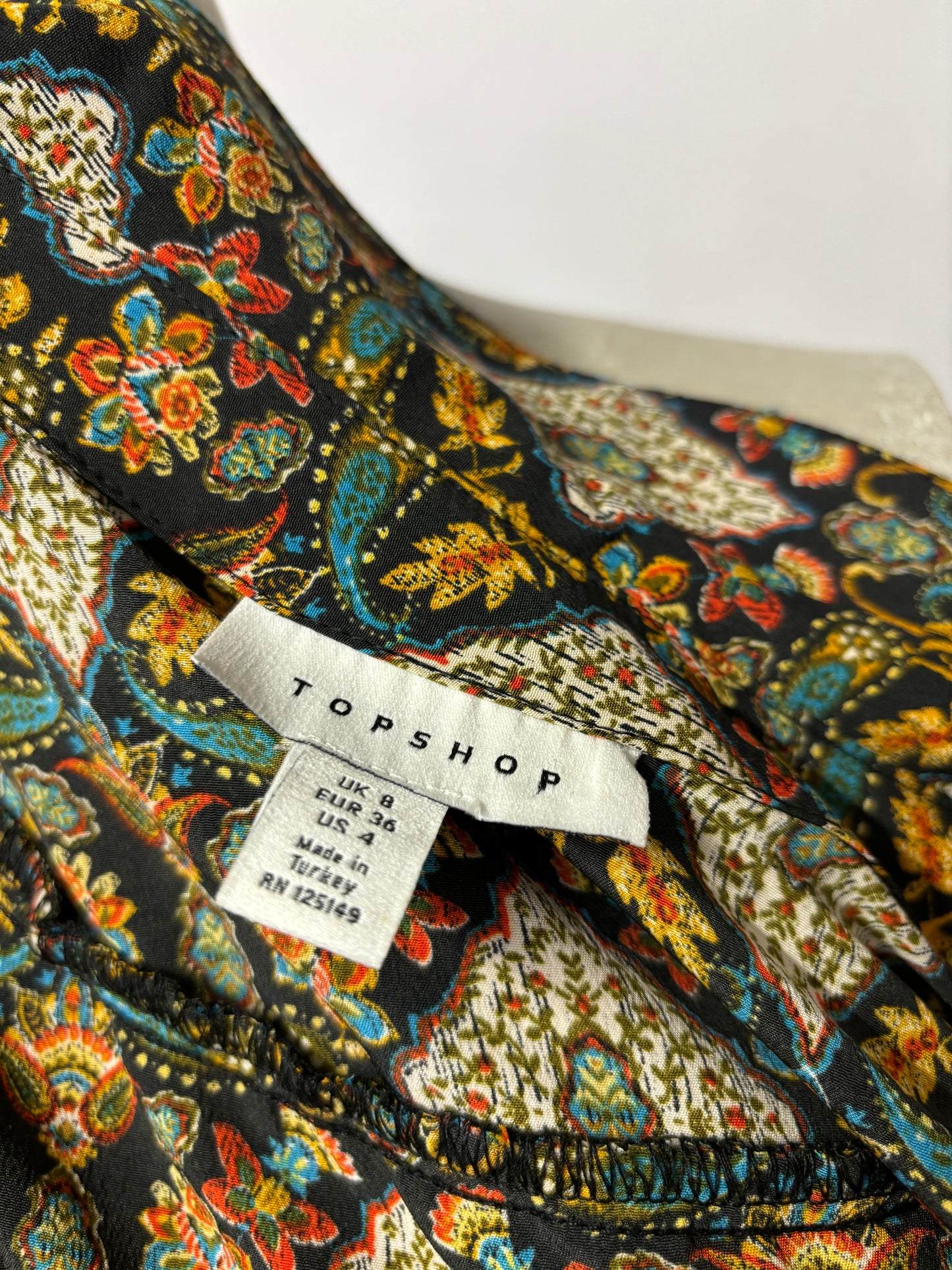 Topshop Multicolour Paisley Long Sleeve Dress 8