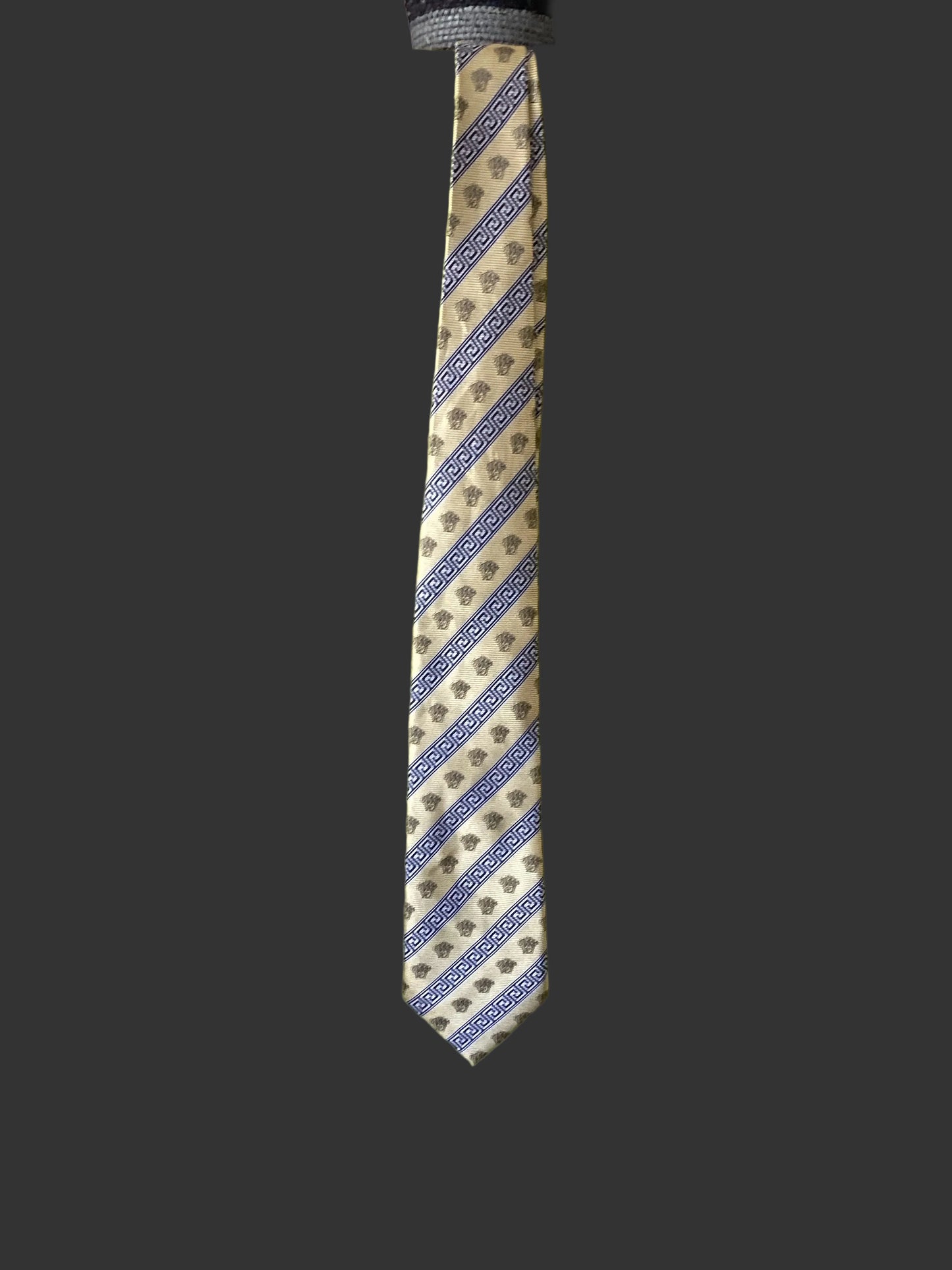 Versace Classic Greek Geometric Pattern Silk Tie