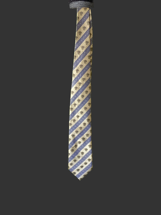 Versace Classic Greek Geometric Pattern Silk Tie