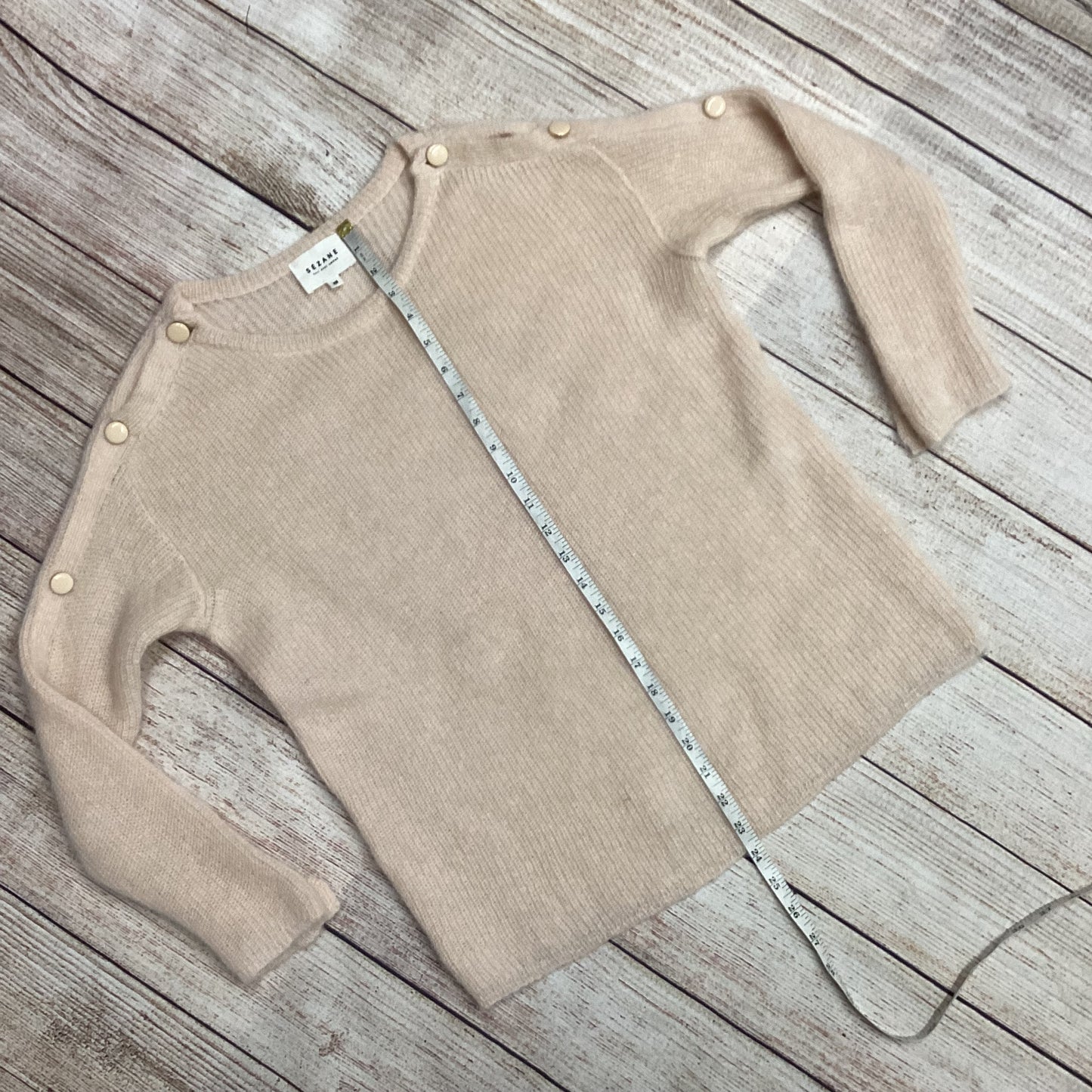 Sezane Pink Super Kid Alpaca Knitwear with Button Sleeves Size M