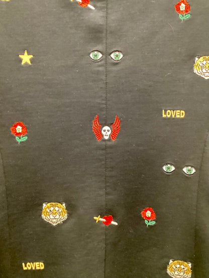 Gucci Women's Navy Blue Embroidered Wool Blazer Medium