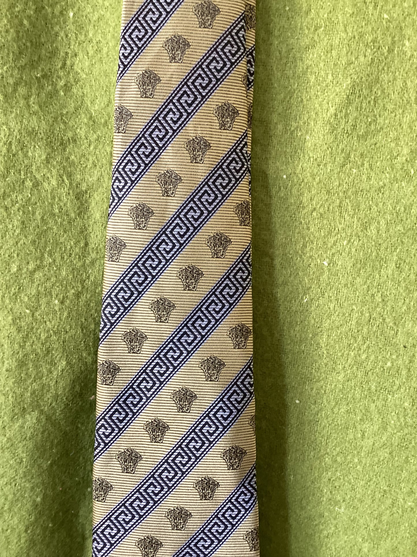 Versace Classic Greek Geometric Pattern Silk Tie