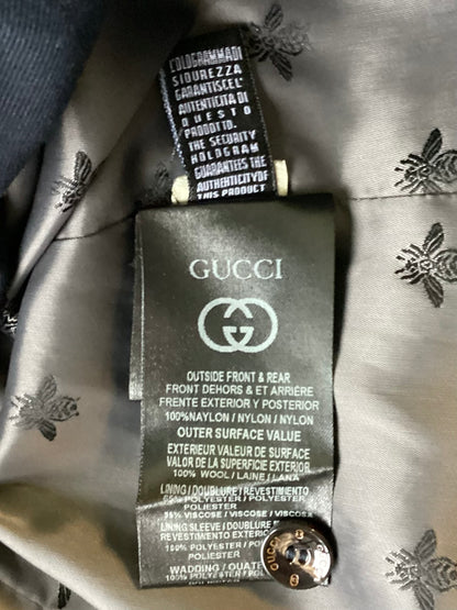 Gucci Women's Navy Blue Embroidered Wool Blazer Medium
