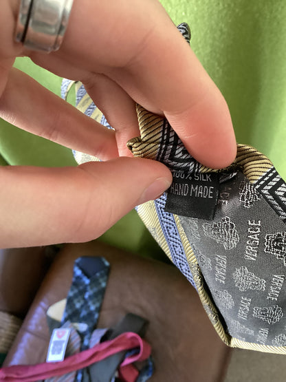 Versace Classic Greek Geometric Pattern Silk Tie