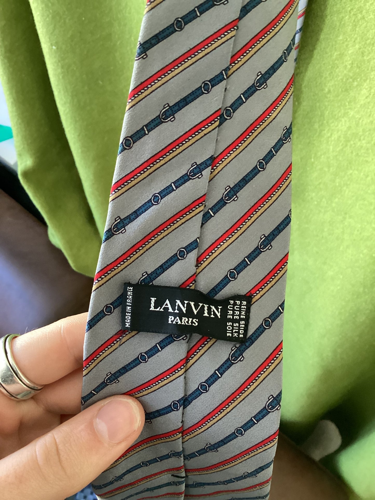 Lanvin Paris Striped Belt Silk Tie
