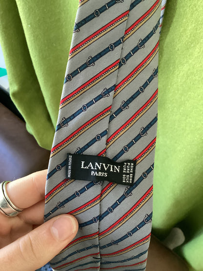 Lanvin Paris Striped Belt Silk Tie