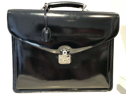Gucci Black Patent Leather Vintage Briefcase