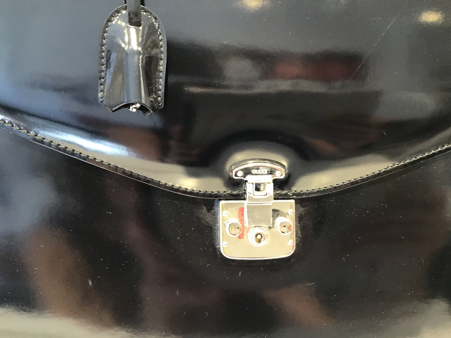 Gucci Black Patent Leather Vintage Briefcase
