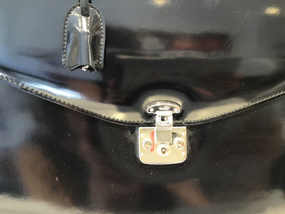 Gucci Black Patent Leather Vintage Briefcase