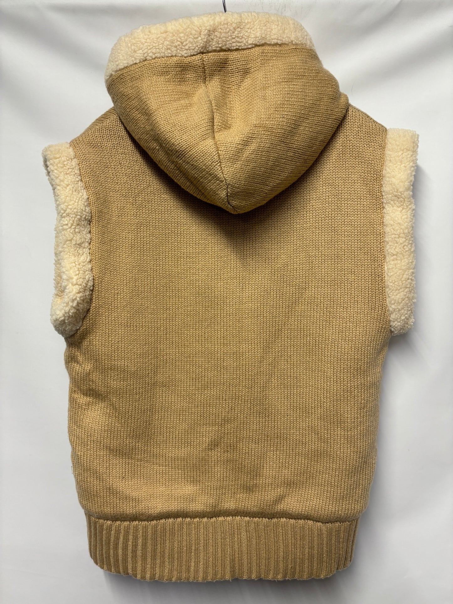 Zara Beige and Cream Reversible Knitted Teddy Gillet Medium