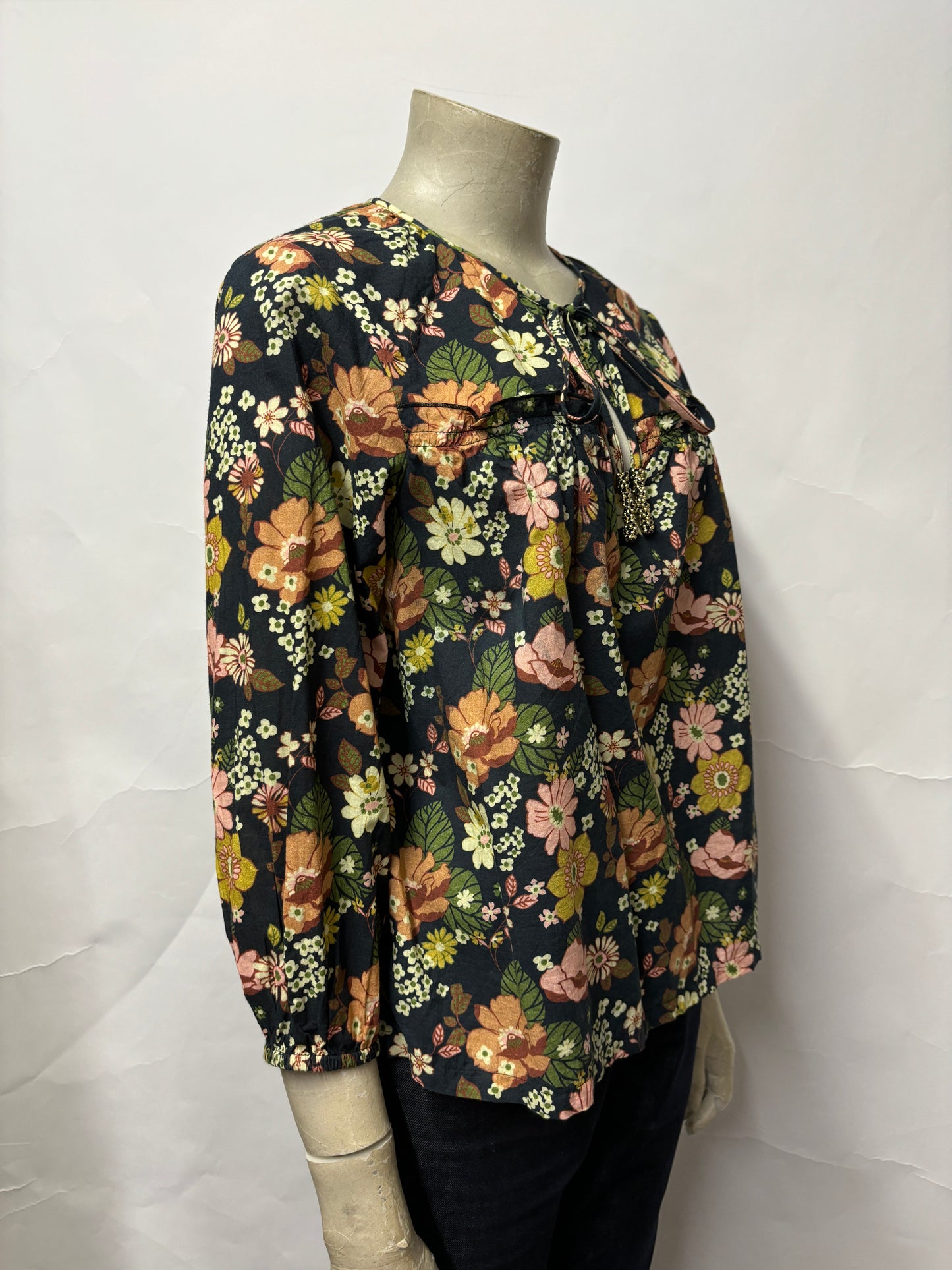 By Iris Floral Tunic Cotton Blouse Extra Small