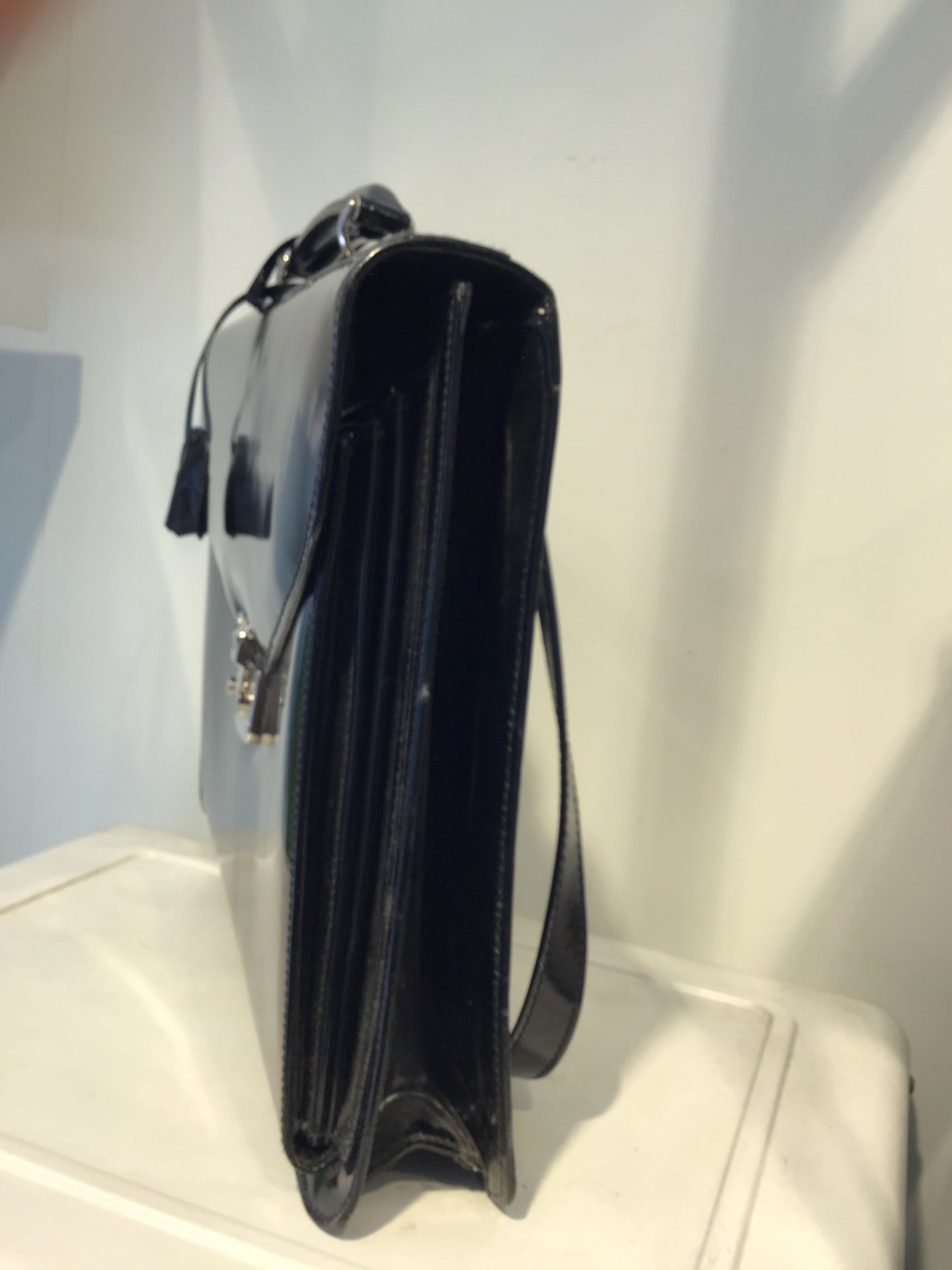 Gucci Black Patent Leather Vintage Briefcase