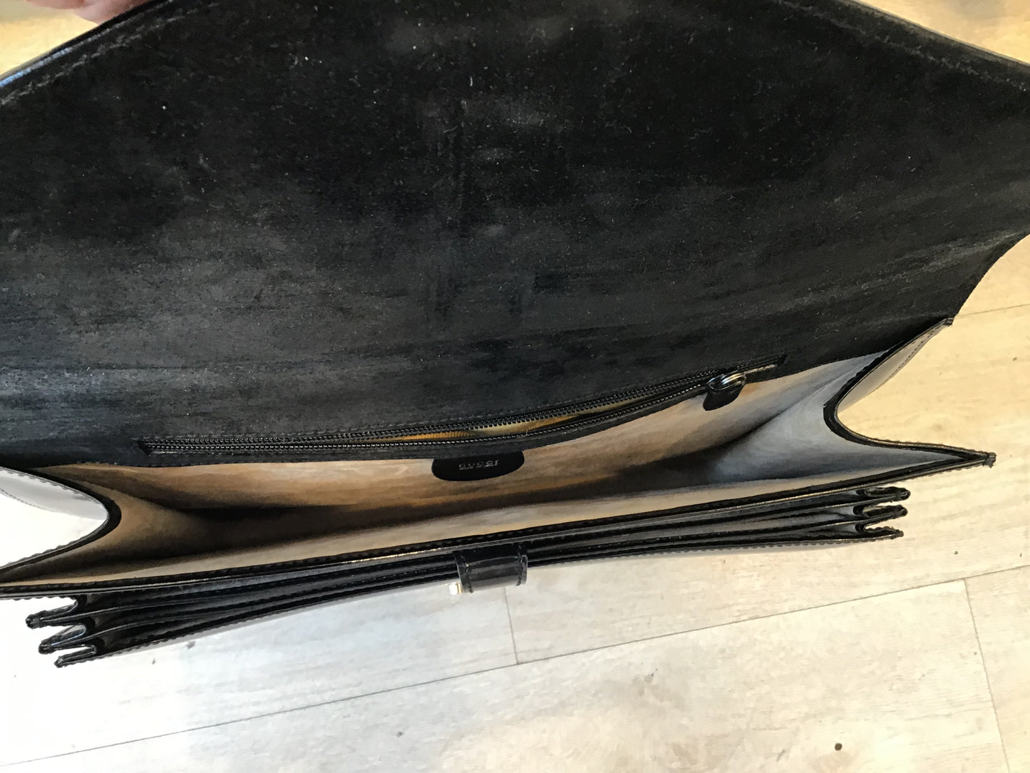 Gucci Black Patent Leather Vintage Briefcase