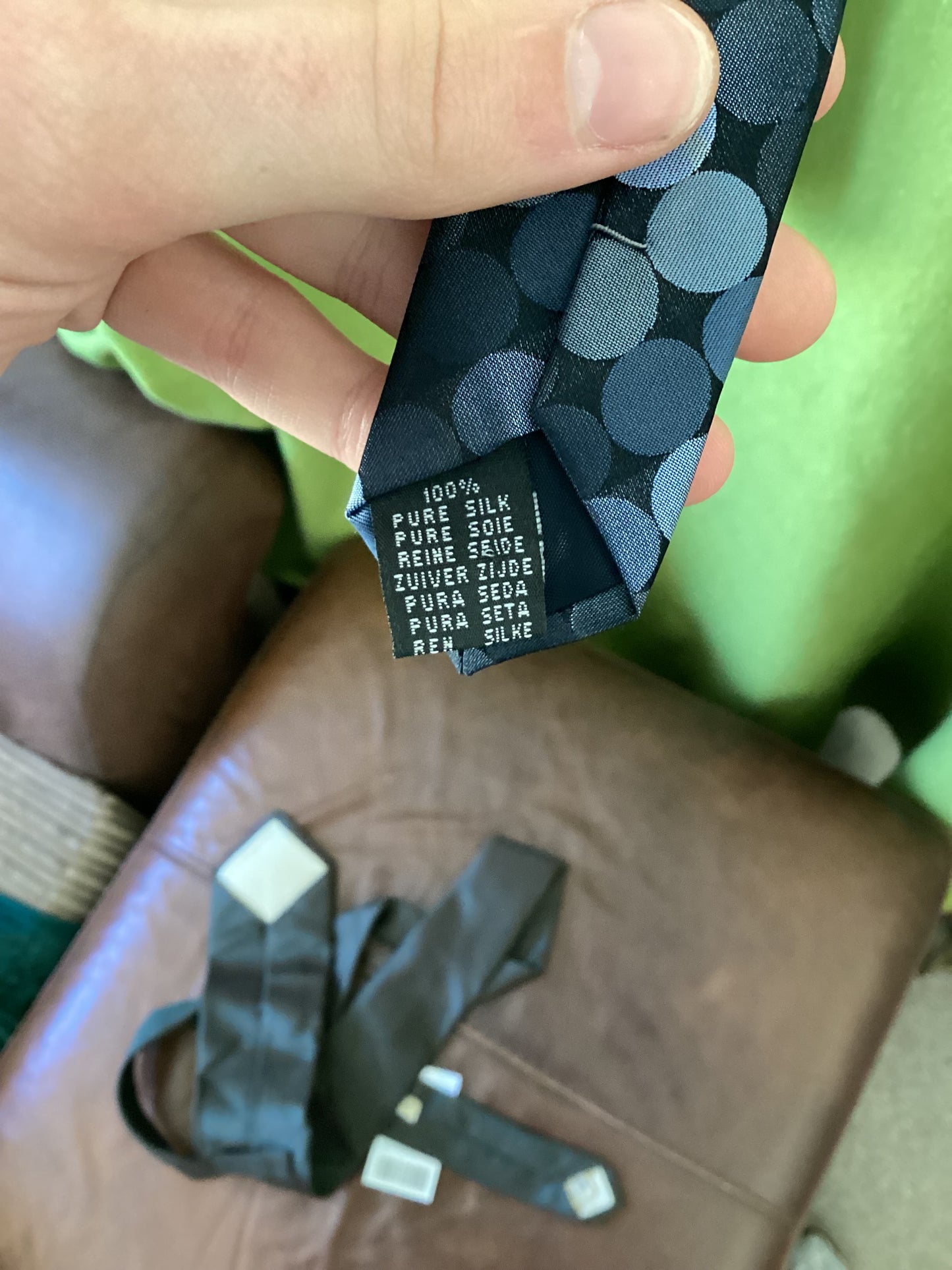 Balmain Paris Black and Blue Spotted Silk Tie