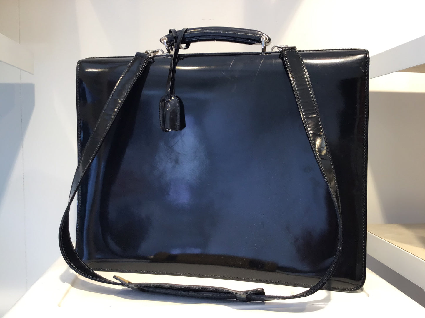 Gucci Black Patent Leather Vintage Briefcase