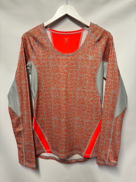 Y.A.S Coral Pink and Grey Long Sleeve Sport Top Medium