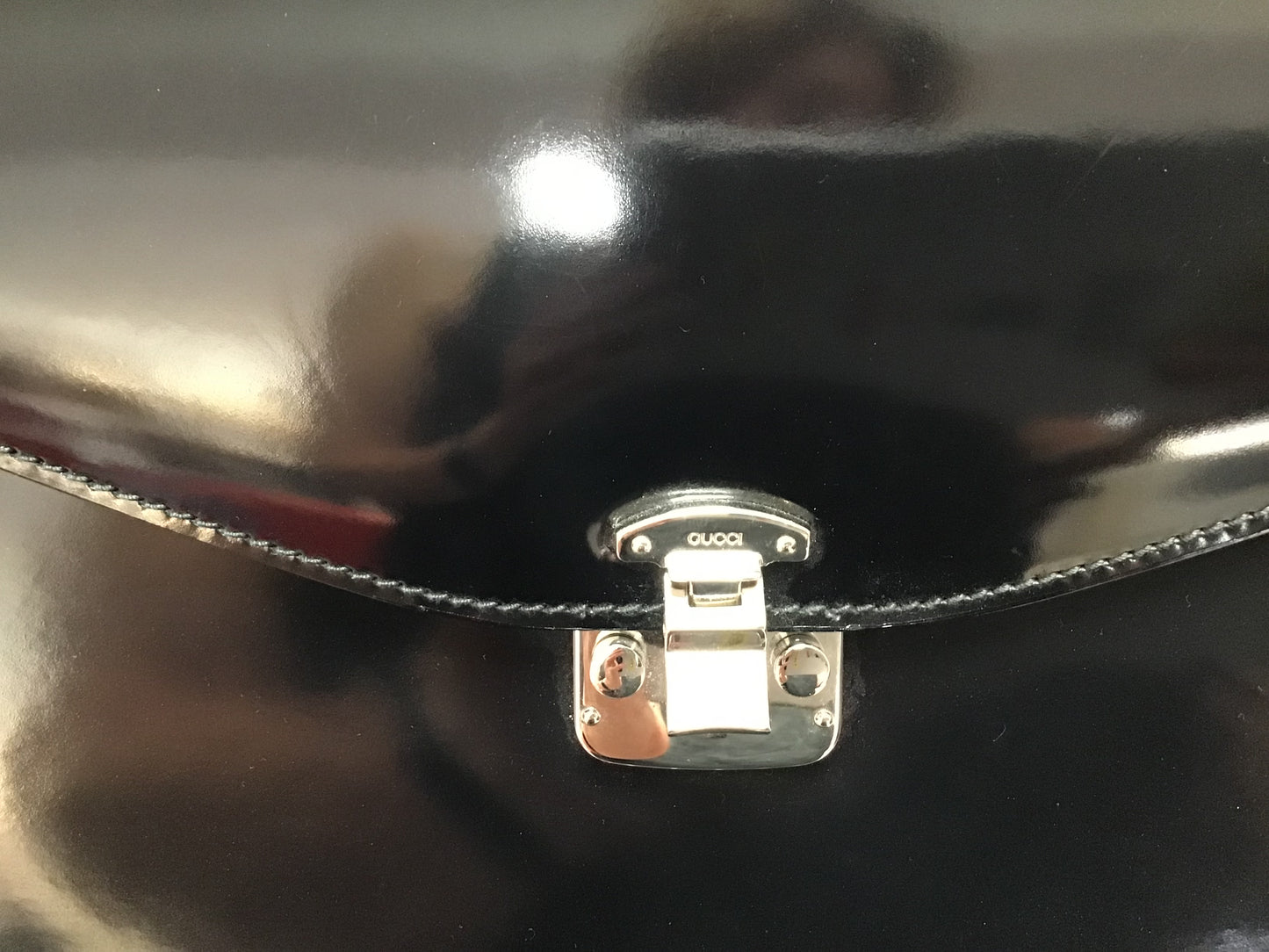 Gucci Black Patent Leather Vintage Briefcase