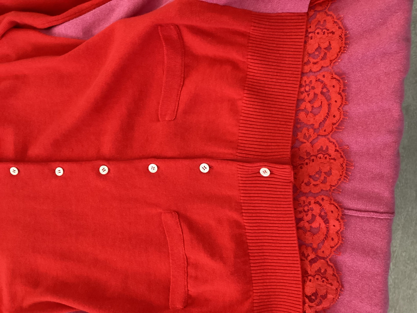 Sacai, pink and red Cardigan, Uk Medium