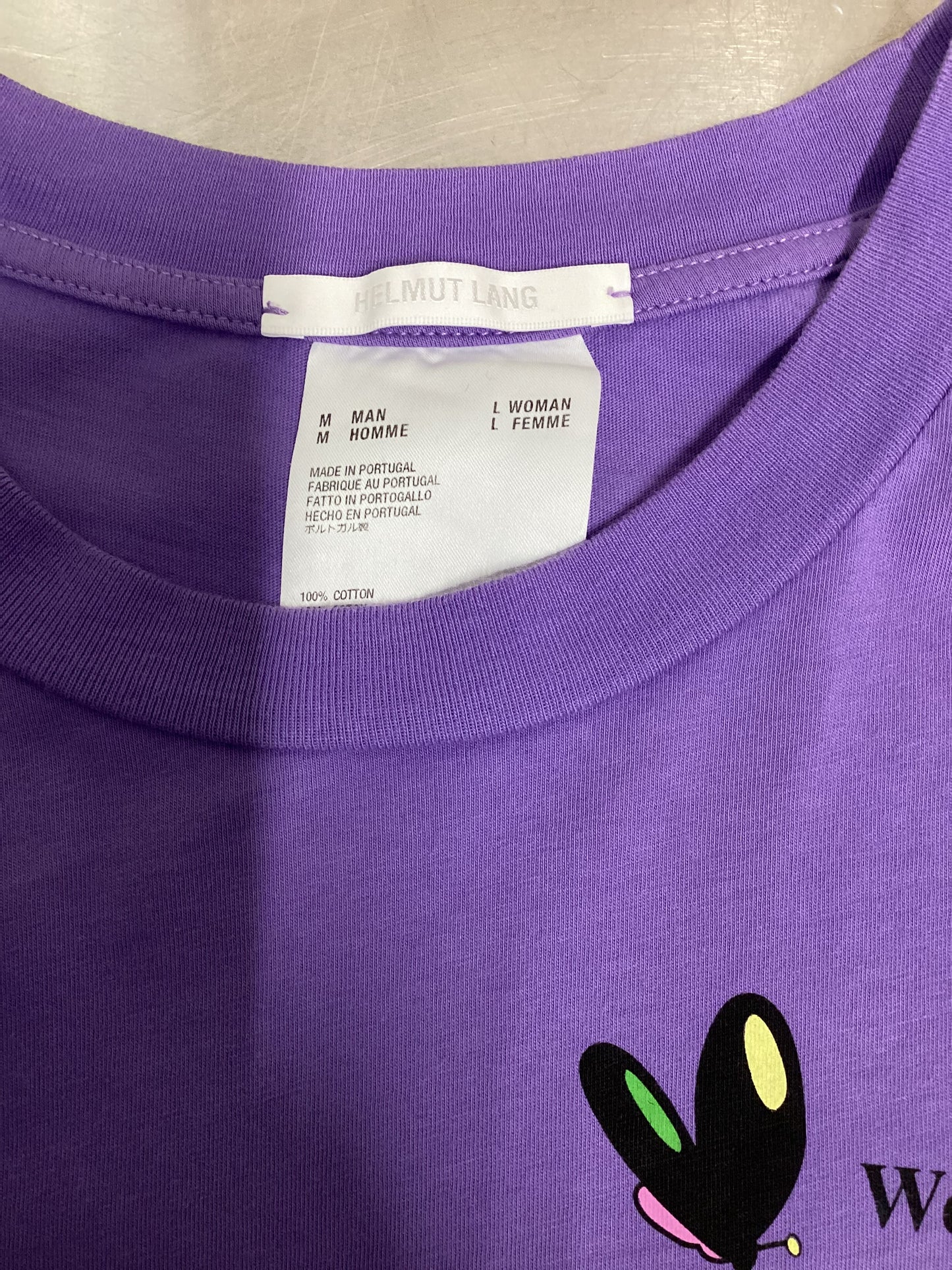 Helmut Lang Purple Cotton T-Shirt Size M/L