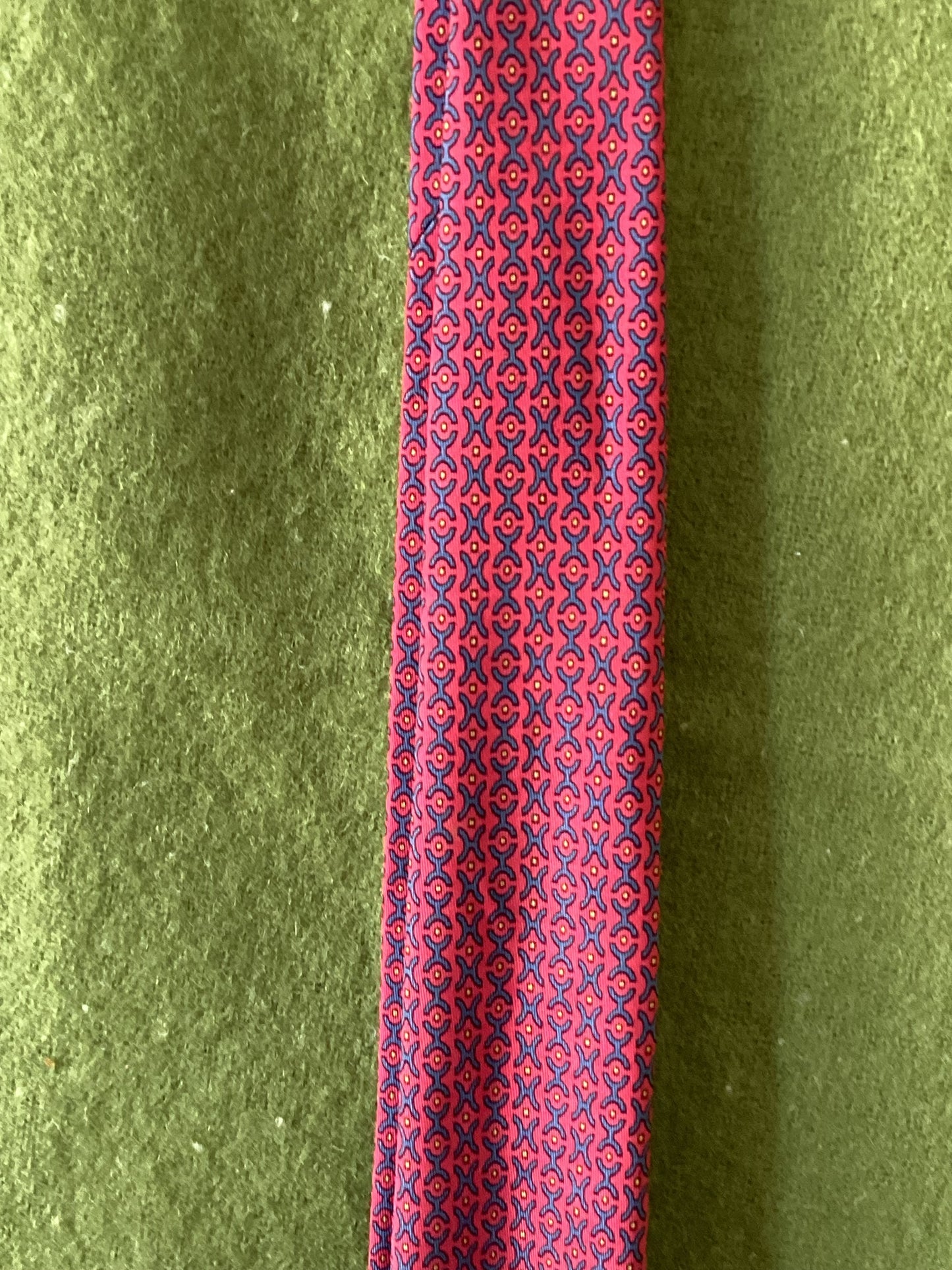 Vintage Hermes Red Patterned Silk Tie
