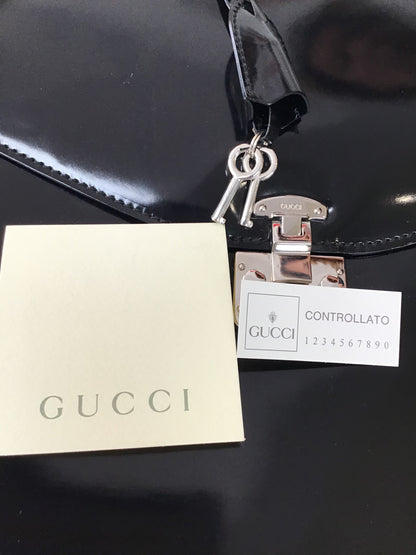 Gucci Black Patent Leather Vintage Briefcase