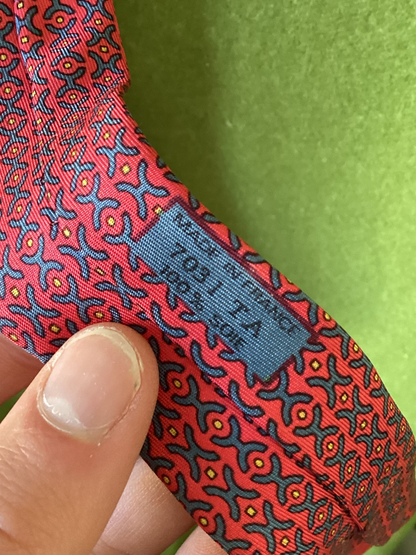 Vintage Hermes Red Patterned Silk Tie