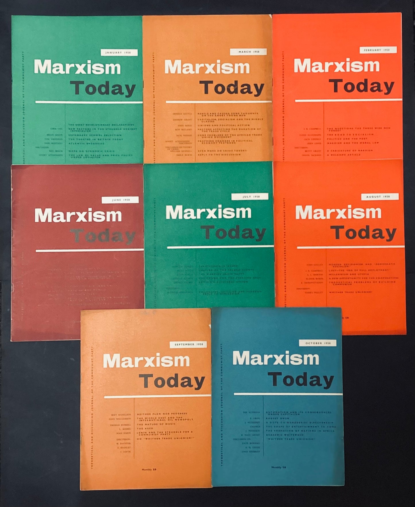 Marxism Today - 8 Issues January-March, June-October 1958