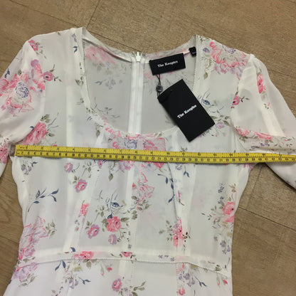 BNWT The Kooples Pink & White Floral Dress 100% Silk Size XXS