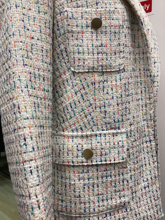 Women’s M&S Jacket - White with Colourful Flakes, Size UK8