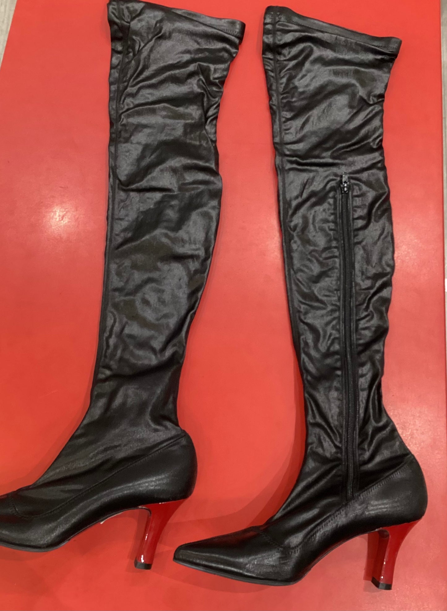 Stella McCartney Black Red Long Boots Size 39.5