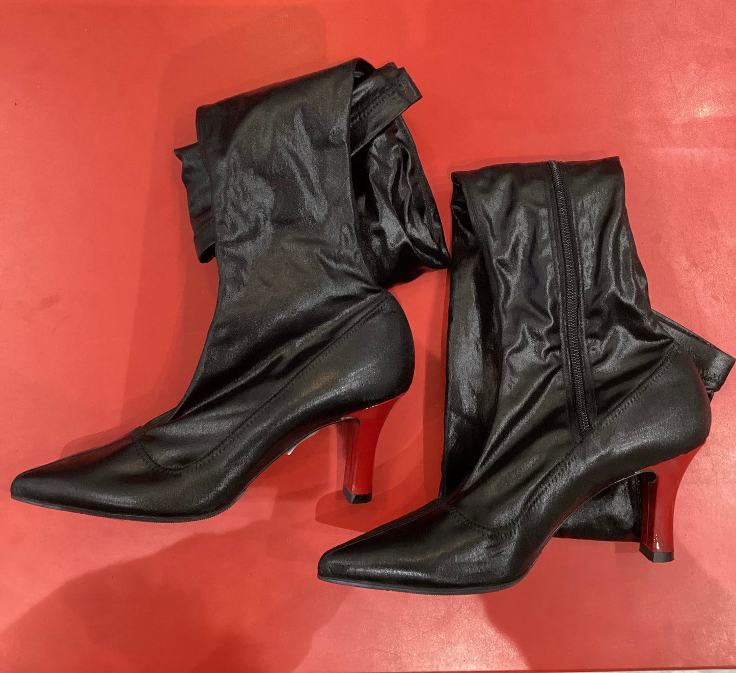 Stella McCartney Black Red Long Boots Size 39.5