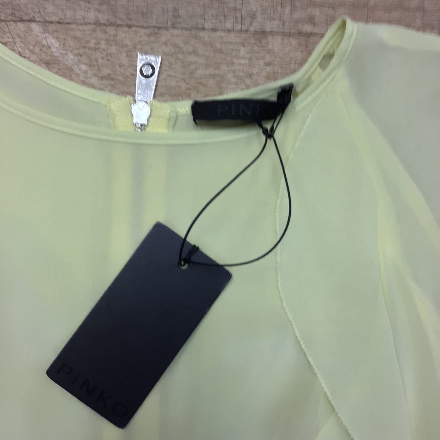 BNWT Pinko Yellow Frill Style Dress 100% Silk Size UK 10