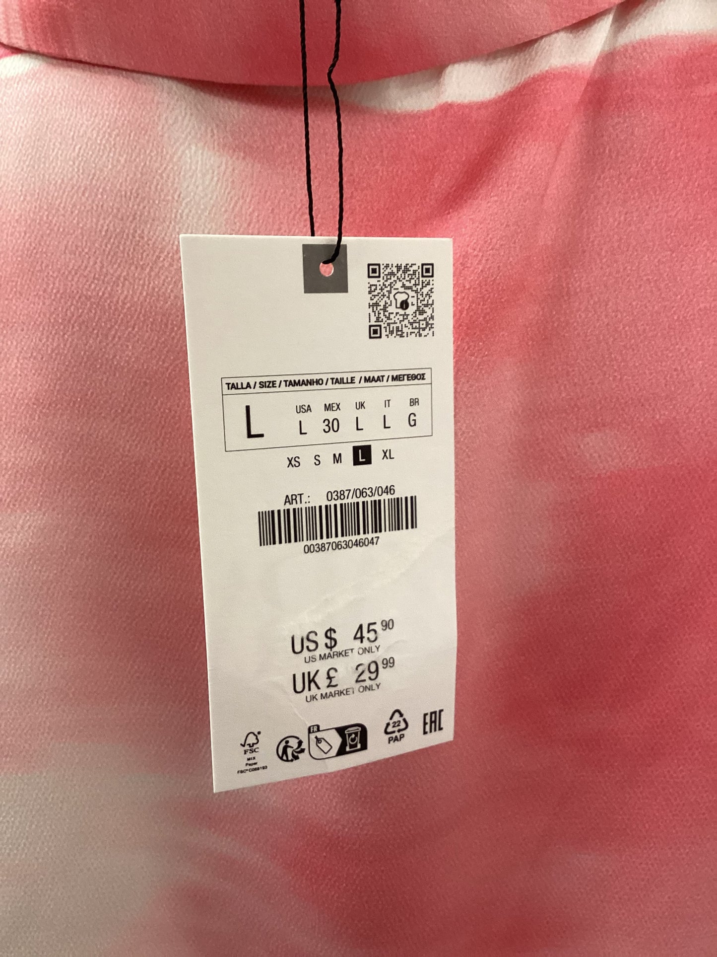 BNWT Women’s Pink Zara Blouse - Size L