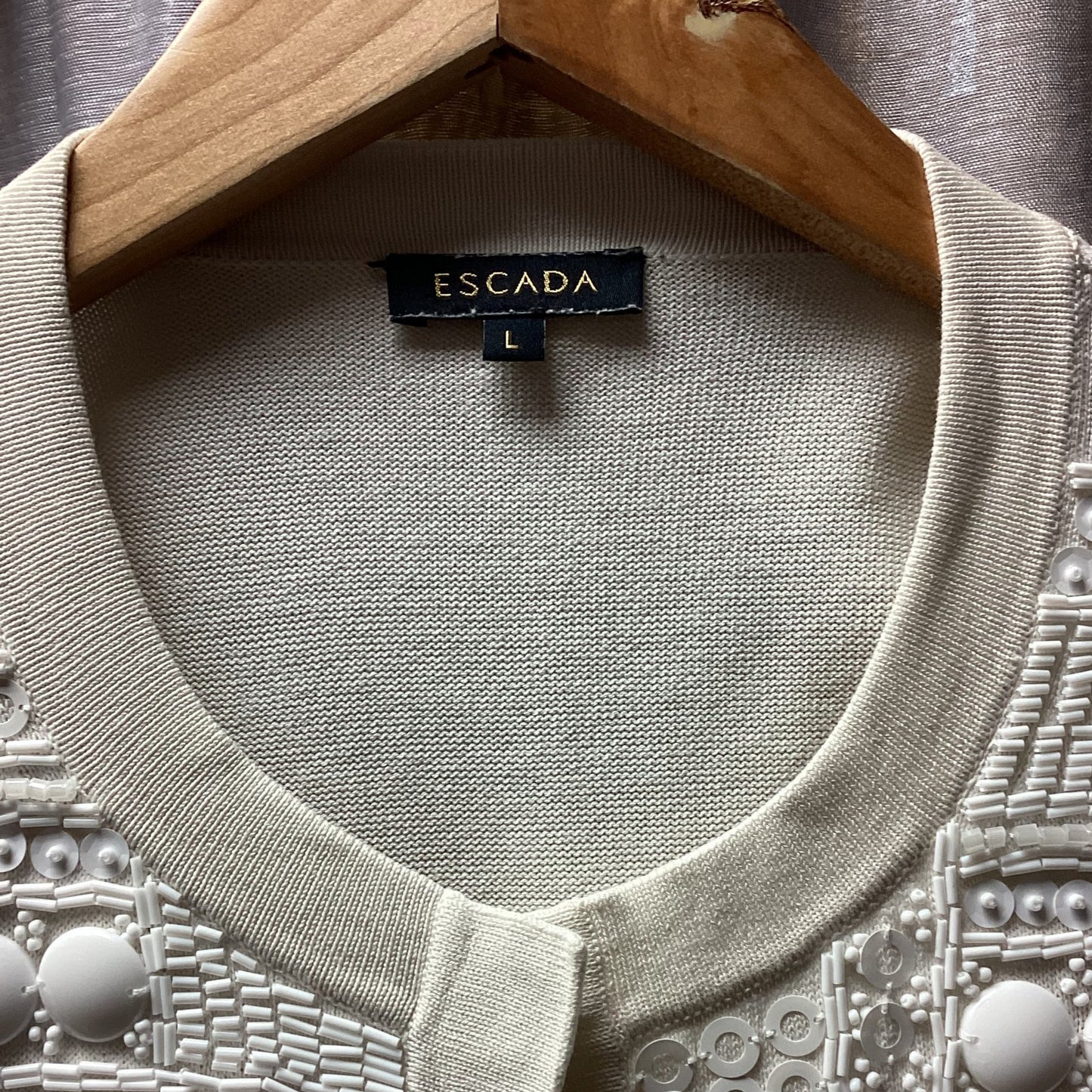 Escada White Women's Beaded S/S Cardigan