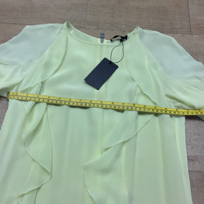 BNWT Pinko Yellow Frill Style Dress 100% Silk Size UK 10