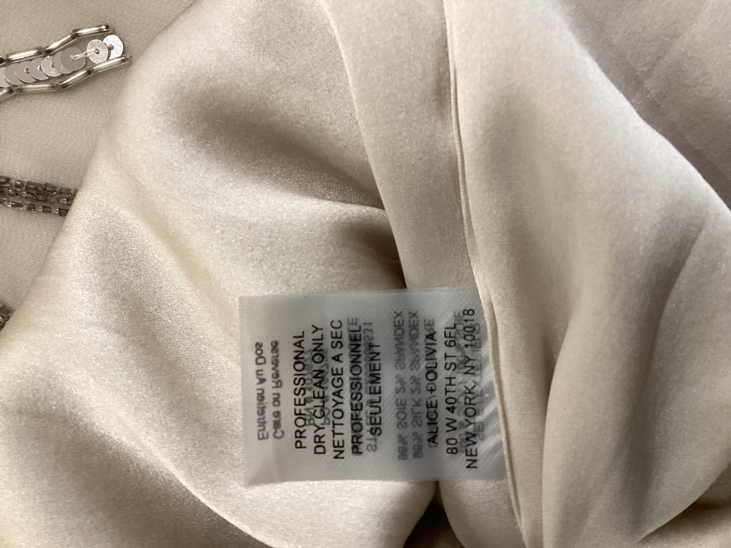 Alice & Olivia Nude Silk Beaded Occasion Dress Small