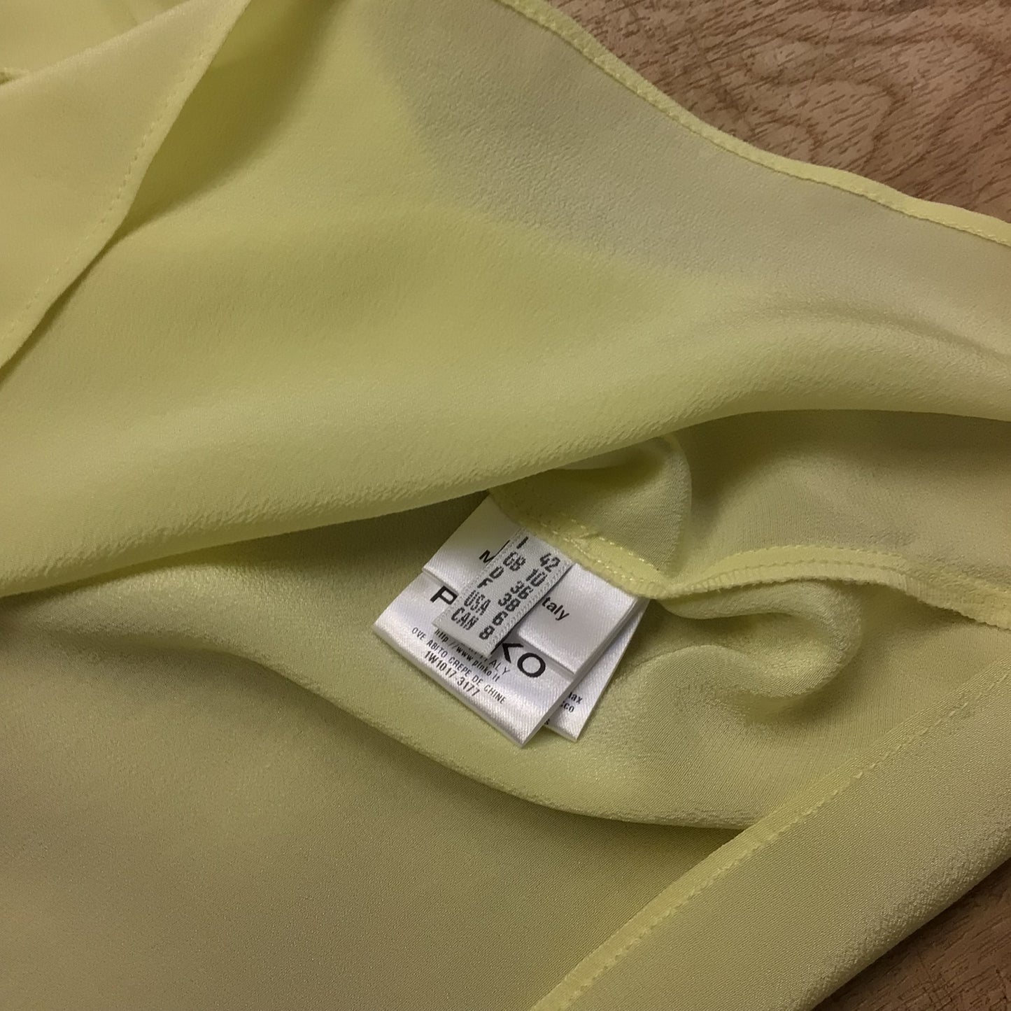 BNWT Pinko Yellow Frill Style Dress 100% Silk Size UK 10